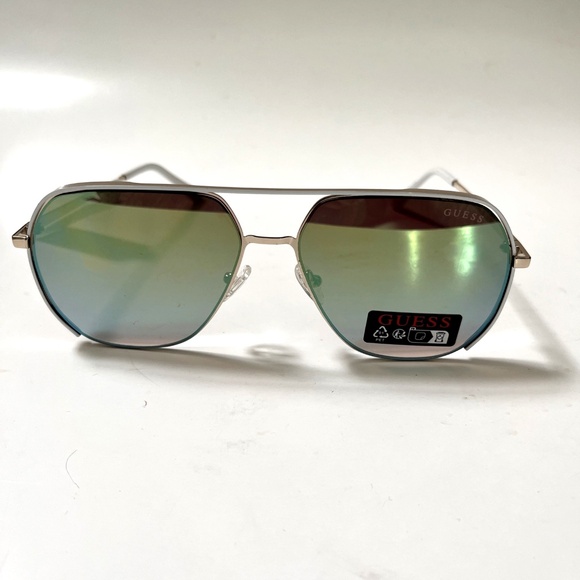 New Original GUESS Double Bridge Aviator Sunglasses GO00064 Mirror Iridescent - Picture 2 of 6